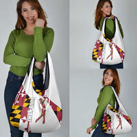 Golf Player Silhouette Grocery Bag Maryland Flag Pattern and Custom Name Panel Design - Wonder Print Shop