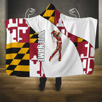 Golf Player Silhouette Hooded Blanket Maryland Flag Pattern and Custom Name Panel Design - Wonder Print Shop
