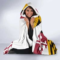 Golf Player Silhouette Hooded Blanket Maryland Flag Pattern and Custom Name Panel Design - Wonder Print Shop