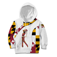 Golf Player Silhouette Kid Hoodie Maryland Flag Pattern and Custom Name Panel Design - Wonder Print Shop