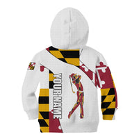 Golf Player Silhouette Kid Hoodie Maryland Flag Pattern and Custom Name Panel Design - Wonder Print Shop