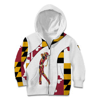 Golf Player Silhouette Kid Hoodie Maryland Flag Pattern and Custom Name Panel Design - Wonder Print Shop