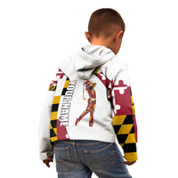 Golf Player Silhouette Kid Hoodie Maryland Flag Pattern and Custom Name Panel Design - Wonder Print Shop