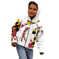 Golf Player Silhouette Kid Hoodie Maryland Flag Pattern and Custom Name Panel Design - Wonder Print Shop