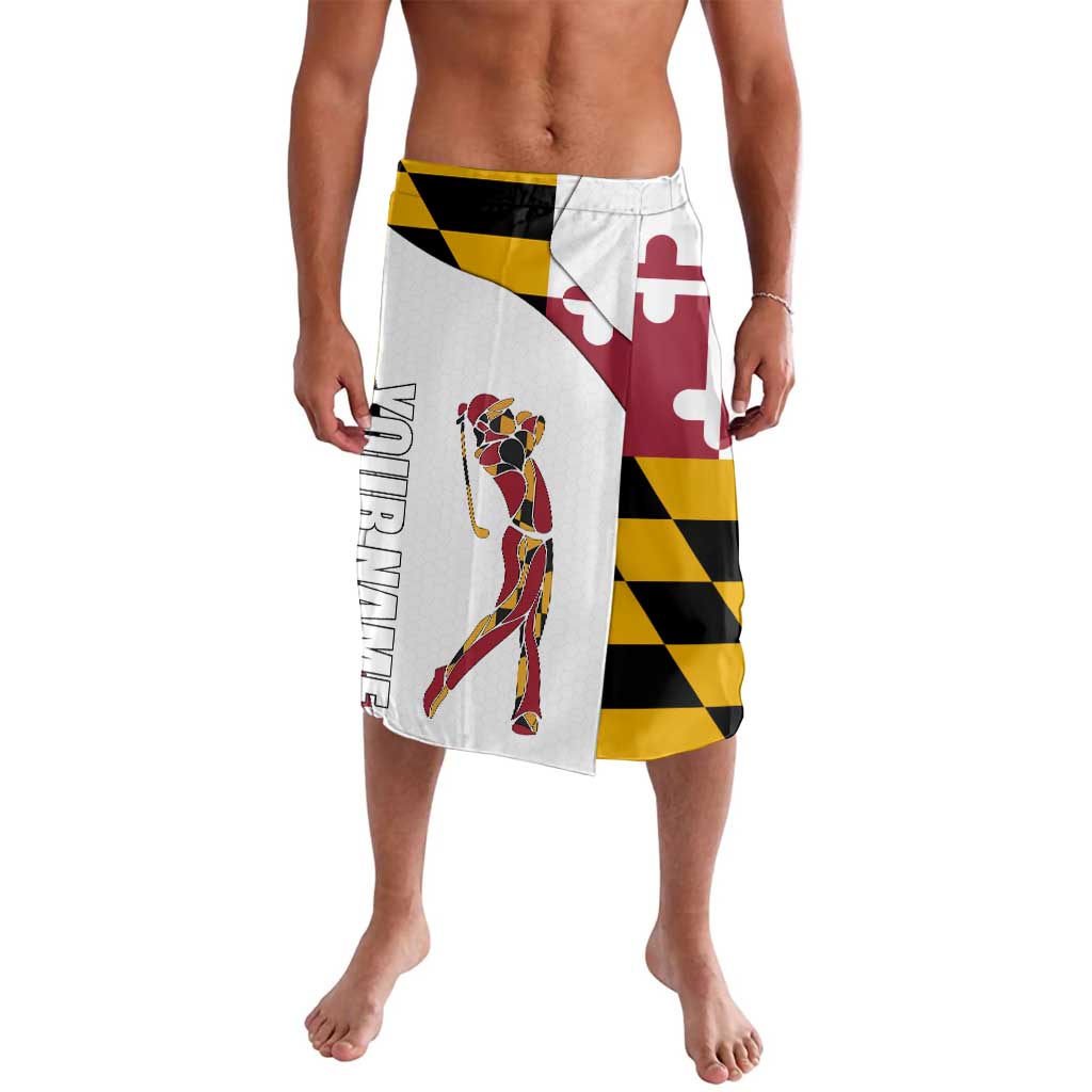 Golf Player Silhouette Lavalava Maryland Flag Pattern and Custom Name Panel Design - Wonder Print Shop