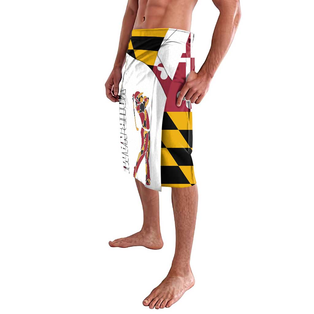 Golf Player Silhouette Lavalava Maryland Flag Pattern and Custom Name Panel Design - Wonder Print Shop