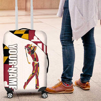 Golf Player Silhouette Luggage Cover Maryland Flag Pattern and Custom Name Panel Design - Wonder Print Shop