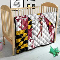 Golf Player Silhouette Quilt Maryland Flag Pattern and Custom Name Panel Design - Wonder Print Shop