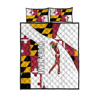Golf Player Silhouette Quilt Bed Set Maryland Flag Pattern and Custom Name Panel Design - Wonder Print Shop