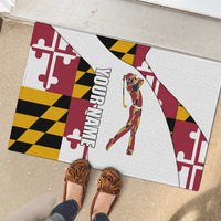 Golf Player Silhouette Rubber Doormat Maryland Flag Pattern and Custom Name Panel Design - Wonder Print Shop