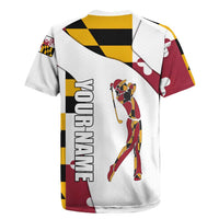 Golf Player Silhouette Rugby Jersey Maryland Flag Pattern and Custom Name Panel Design - Wonder Print Shop