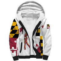 Golf Player Silhouette Sherpa Hoodie Maryland Flag Pattern and Custom Name Panel Design - Wonder Print Shop