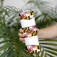 Golf Player Silhouette Skinny Tumbler Maryland Flag Pattern and Custom Name Panel Design - Wonder Print Shop
