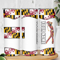 Golf Player Silhouette Skinny Tumbler Maryland Flag Pattern and Custom Name Panel Design - Wonder Print Shop