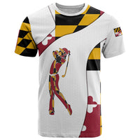 Golf Player Silhouette T Shirt Maryland Flag Pattern and Custom Name Panel Design - Wonder Print Shop