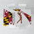 Golf Player Silhouette Tablecloth Maryland Flag Pattern and Custom Name Panel Design - Wonder Print Shop