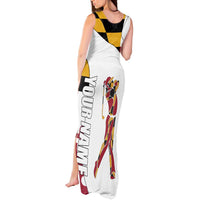 Golf Player Silhouette Tank Maxi Dress Maryland Flag Pattern and Custom Name Panel Design - Wonder Print Shop