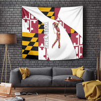 Golf Player Silhouette Tapestry Maryland Flag Pattern and Custom Name Panel Design - Wonder Print Shop