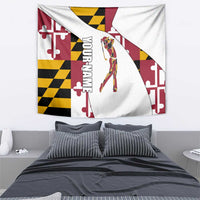 Golf Player Silhouette Tapestry Maryland Flag Pattern and Custom Name Panel Design - Wonder Print Shop