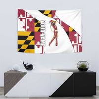 Golf Player Silhouette Tapestry Maryland Flag Pattern and Custom Name Panel Design - Wonder Print Shop