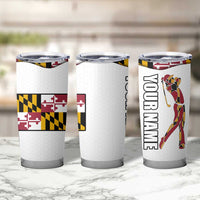 Golf Player Silhouette Tumbler Cup Maryland Flag Pattern and Custom Name Panel Design - Wonder Print Shop