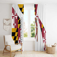 Golf Player Silhouette Window Curtain Maryland Flag Pattern and Custom Name Panel Design - Wonder Print Shop