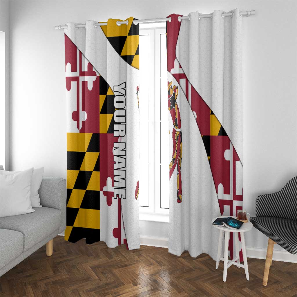 Golf Player Silhouette Window Curtain Maryland Flag Pattern and Custom Name Panel Design - Wonder Print Shop