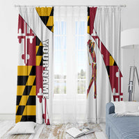 Golf Player Silhouette Window Curtain Maryland Flag Pattern and Custom Name Panel Design - Wonder Print Shop