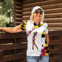 Golf Player Silhouette Women Polo Shirt Maryland Flag Pattern and Custom Name Panel Design - Wonder Print Shop