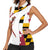Golf Player Silhouette Women Sleeveless Polo Shirt Maryland Flag Pattern and Custom Name Panel Design - Wonder Print Shop