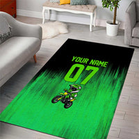 Green Dirt Bike Rider Area Rug Forget Toys I Just Wanna Ride Quote and Custom Racing Name Design - Wonder Print Shop
