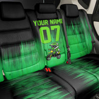 Green Dirt Bike Rider Back Car Seat Cover Forget Toys I Just Wanna Ride Quote and Custom Racing Name Design - Wonder Print Shop
