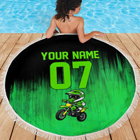 Green Dirt Bike Rider Beach Blanket Forget Toys I Just Wanna Ride Quote and Custom Racing Name Design - Wonder Print Shop
