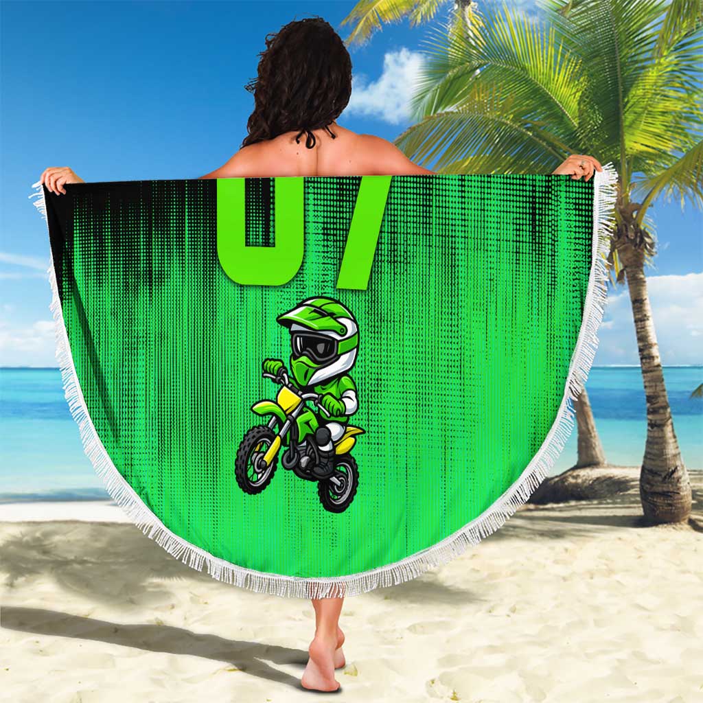 Green Dirt Bike Rider Beach Blanket Forget Toys I Just Wanna Ride Quote and Custom Racing Name Design - Wonder Print Shop