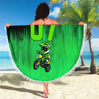 Green Dirt Bike Rider Beach Blanket Forget Toys I Just Wanna Ride Quote and Custom Racing Name Design - Wonder Print Shop