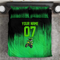 Green Dirt Bike Rider Bedding Set Forget Toys I Just Wanna Ride Quote and Custom Racing Name Design - Wonder Print Shop