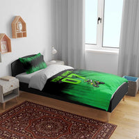 Green Dirt Bike Rider Bedding Set Forget Toys I Just Wanna Ride Quote and Custom Racing Name Design - Wonder Print Shop