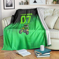 Green Dirt Bike Rider Blanket Forget Toys I Just Wanna Ride Quote and Custom Racing Name Design - Wonder Print Shop