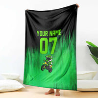 Green Dirt Bike Rider Blanket Forget Toys I Just Wanna Ride Quote and Custom Racing Name Design - Wonder Print Shop