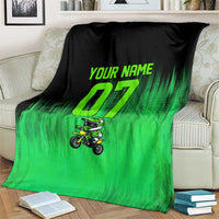Green Dirt Bike Rider Blanket Forget Toys I Just Wanna Ride Quote and Custom Racing Name Design - Wonder Print Shop