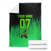 Green Dirt Bike Rider Blanket Forget Toys I Just Wanna Ride Quote and Custom Racing Name Design - Wonder Print Shop