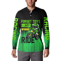 Green Dirt Bike Rider Button Sweatshirt Forget Toys I Just Wanna Ride Quote and Custom Racing Name Design - Wonder Print Shop