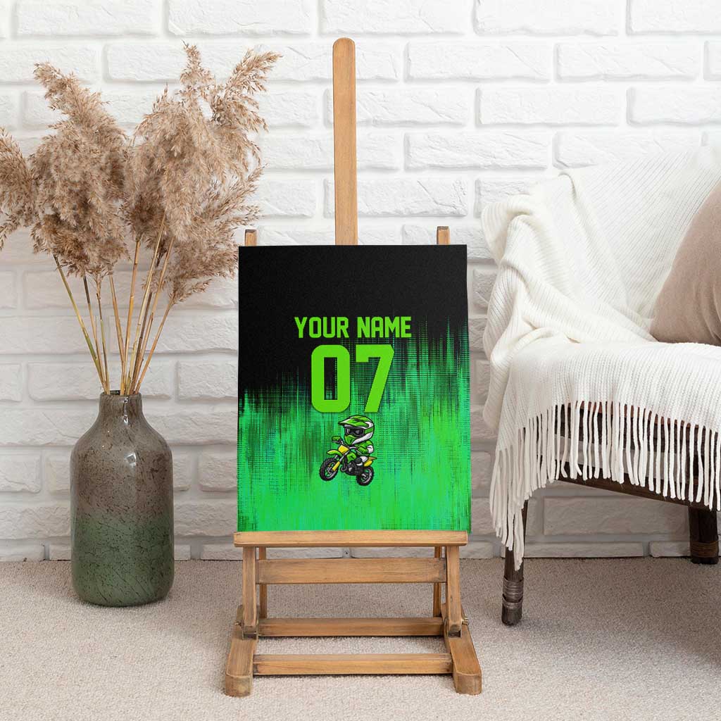 Green Dirt Bike Rider Canvas Wall Art Forget Toys I Just Wanna Ride Quote and Custom Racing Name Design - Wonder Print Shop