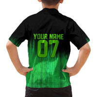 Green Dirt Bike Rider Family Matching Off The Shoulder Long Sleeve Dress and Hawaiian Shirt Forget Toys I Just Wanna Ride Quote and Custom Racing Name Design - Wonder Print Shop