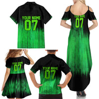 Green Dirt Bike Rider Family Matching Summer Maxi Dress and Hawaiian Shirt Forget Toys I Just Wanna Ride Quote and Custom Racing Name Design - Wonder Print Shop