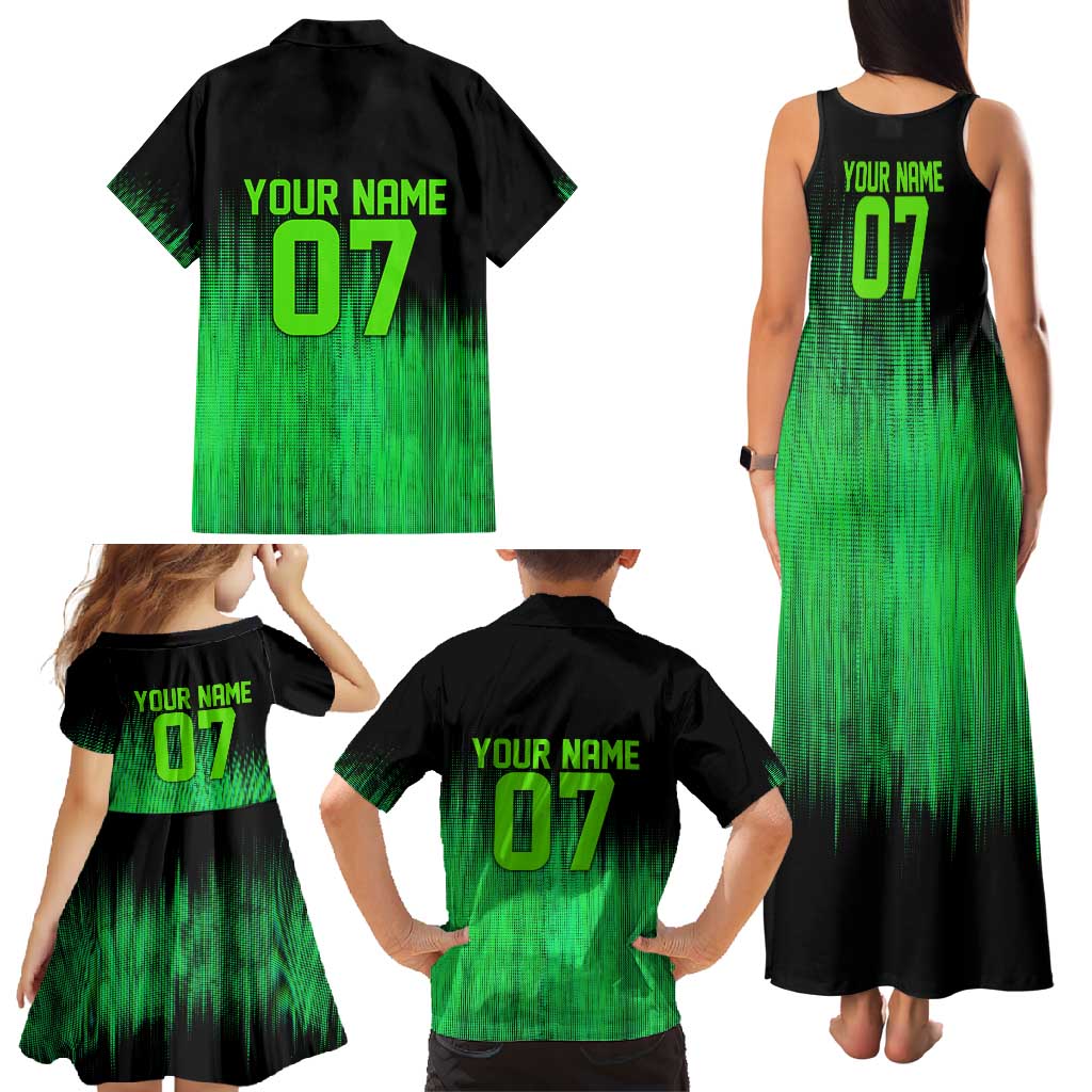 Green Dirt Bike Rider Family Matching Tank Maxi Dress and Hawaiian Shirt Forget Toys I Just Wanna Ride Quote and Custom Racing Name Design - Wonder Print Shop