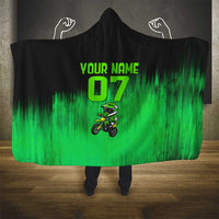 Green Dirt Bike Rider Hooded Blanket Forget Toys I Just Wanna Ride Quote and Custom Racing Name Design - Wonder Print Shop