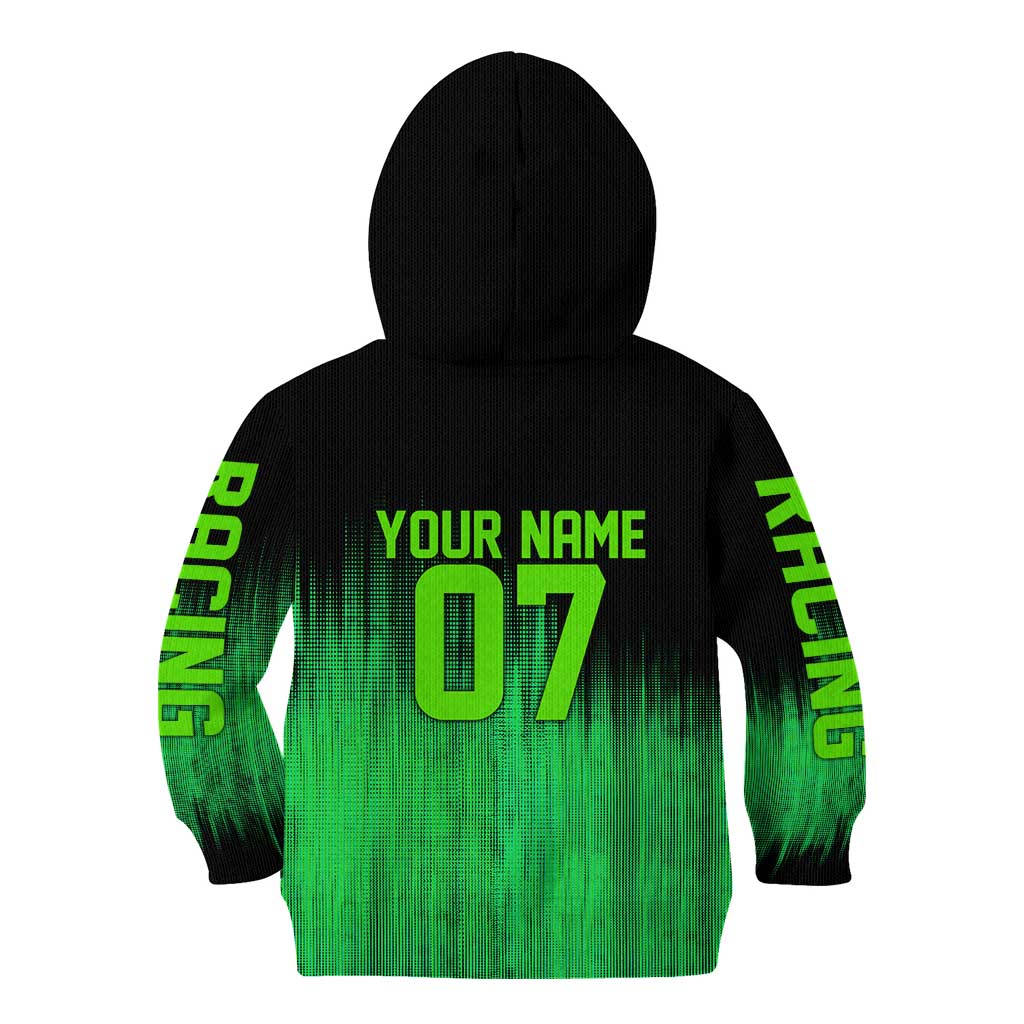 Green Dirt Bike Rider Kid Hoodie Forget Toys I Just Wanna Ride Quote and Custom Racing Name Design - Wonder Print Shop