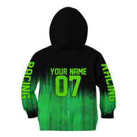 Green Dirt Bike Rider Kid Hoodie Forget Toys I Just Wanna Ride Quote and Custom Racing Name Design - Wonder Print Shop