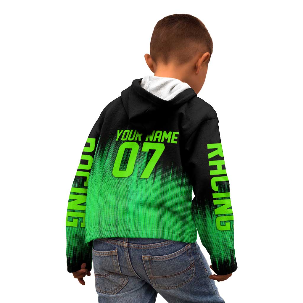 Green Dirt Bike Rider Kid Hoodie Forget Toys I Just Wanna Ride Quote and Custom Racing Name Design - Wonder Print Shop